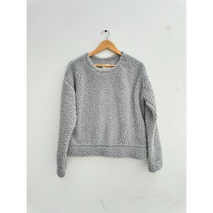 NWT Francesca's Gray Sherpa Teddy Pullover Sweatshirt Size M